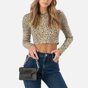 NWT Adika Long-Sleeved Leopard Print Crop Top